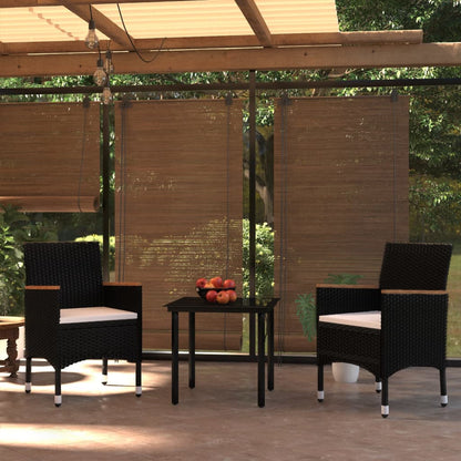 Set da Pranzo da Giardino 3 pz con Cuscini Nero