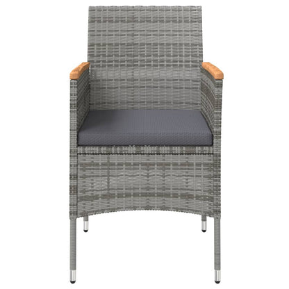Set da Pranzo da Giardino 3 pz con Cuscini Grigio e Nero