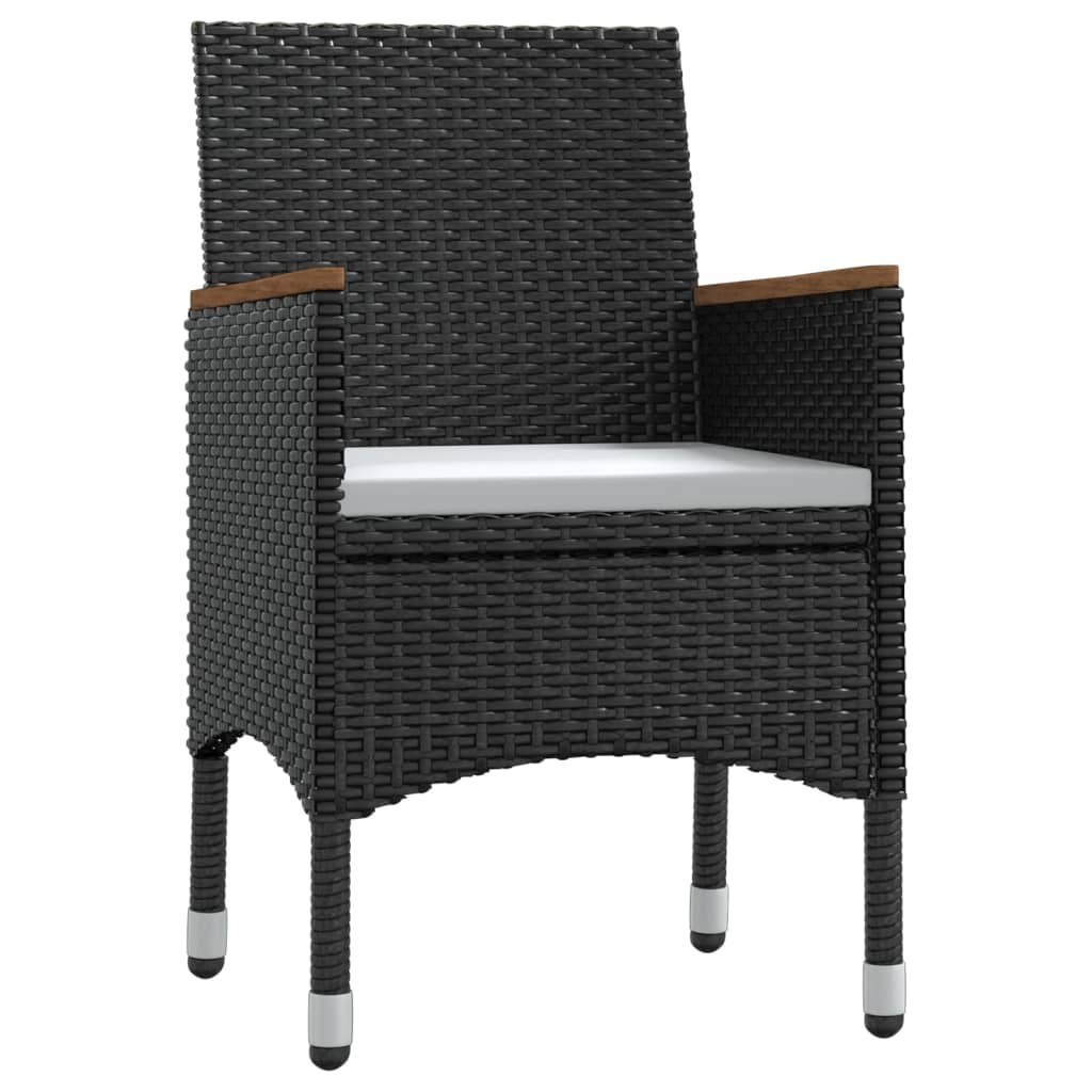 Set da Pranzo da Giardino 3 pz con Cuscini Nero