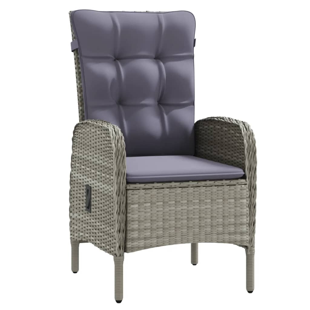 Set da Pranzo da Giardino 3 pz con Cuscini Grigio e Nero