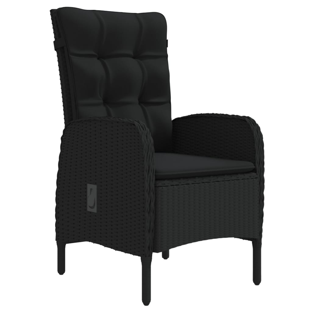 Set da Pranzo da Giardino 9 pz con Cuscini Nero