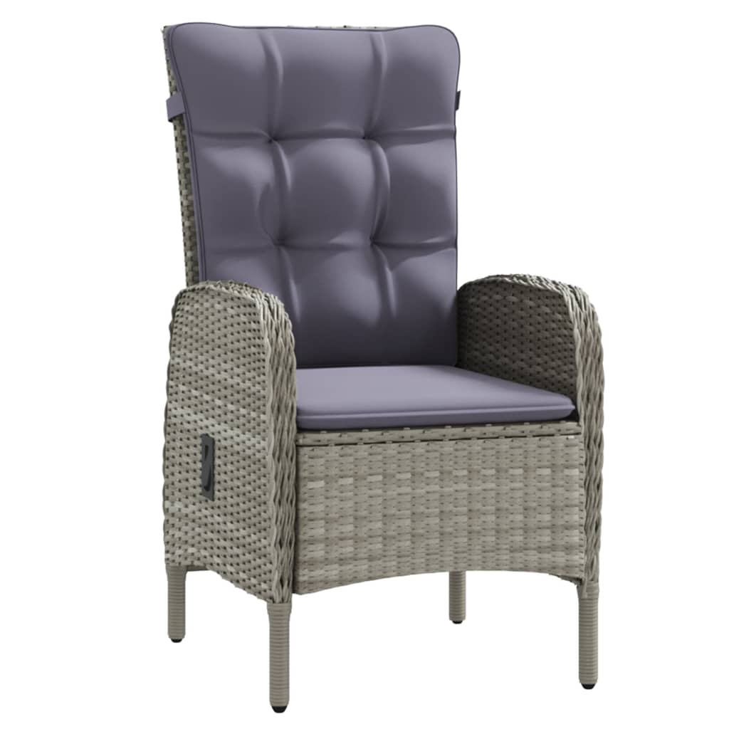 Set da Pranzo da Giardino 3 pz con Cuscini Grigio e Nero