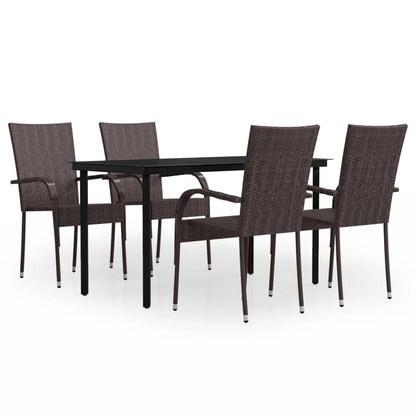 Set da Pranzo per Giardino 5 pz con Cuscini Marrone e Nero