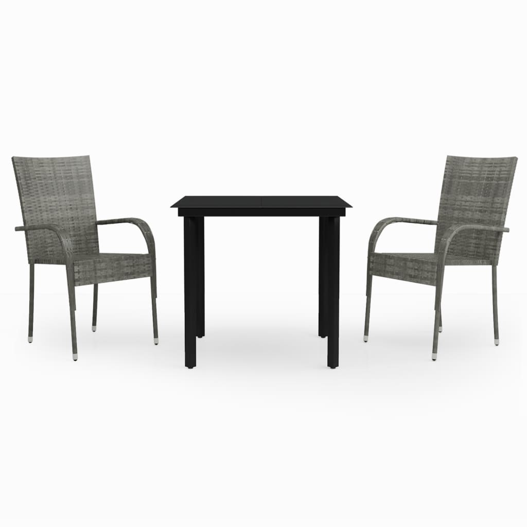 Set da Pranzo per Giardino 7 pz con Cuscini Grigio e Nero
