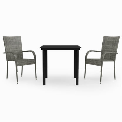 Set da Pranzo per Giardino 7 pz con Cuscini Grigio e Nero