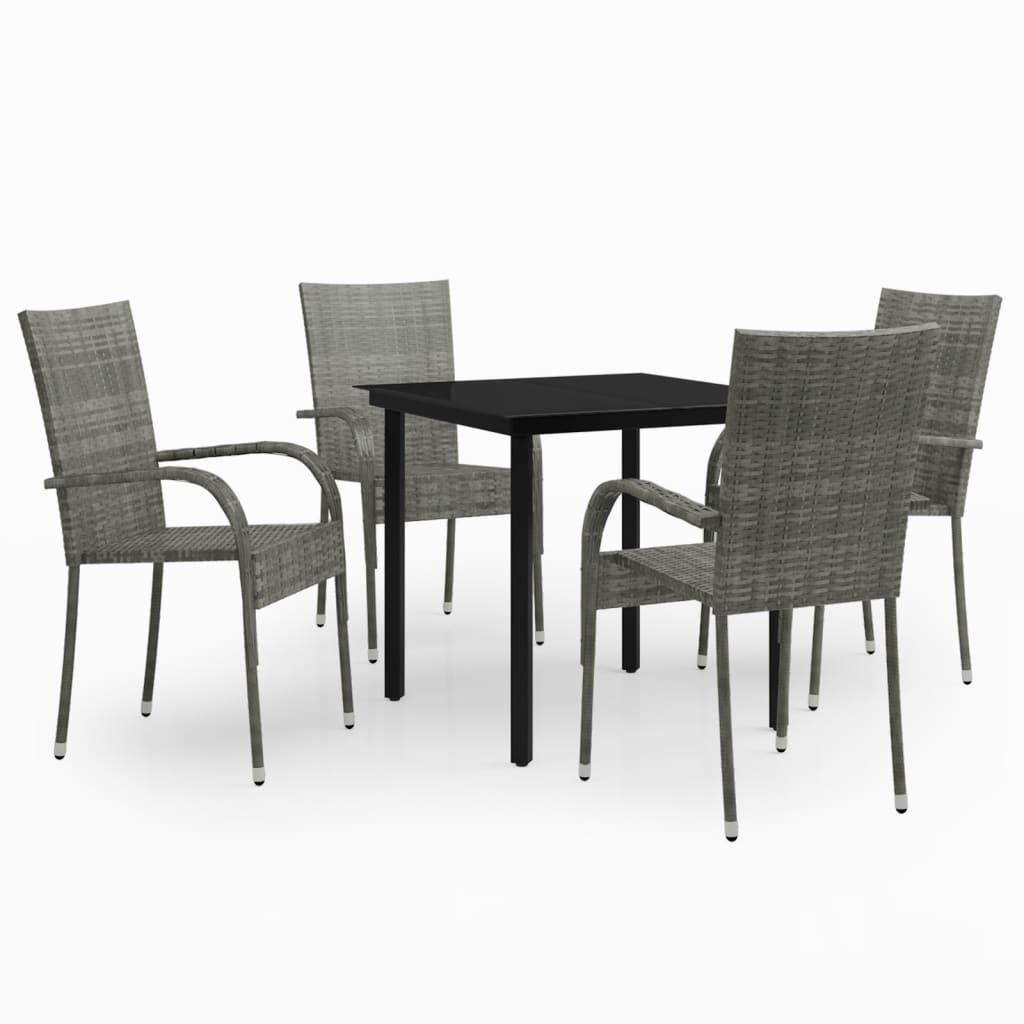 Set Mobili da Pranzo per Giardino 5 pz Grigio e Nero
