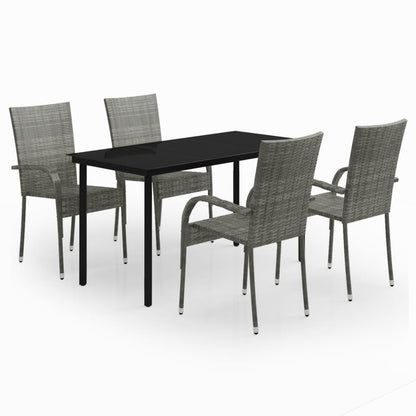 Set Mobili da Pranzo per Giardino 5 pz Grigio e Nero