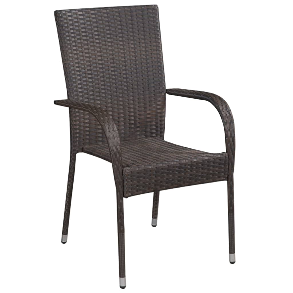 Set da Pranzo per Giardino 9 pz con Cuscini Marrone e Nero