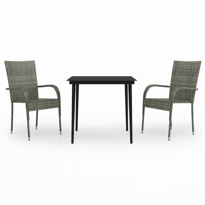 Set da Pranzo da Giardino 3 pz Grigio e Nero