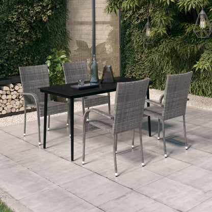 Set da Pranzo da Giardino 5 pz Grigio e Nero