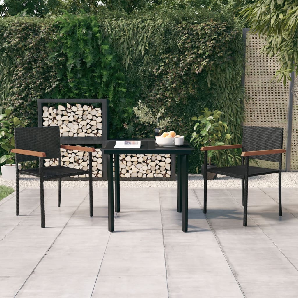 Set Mobili da Pranzo per Giardino 3 pz Nero