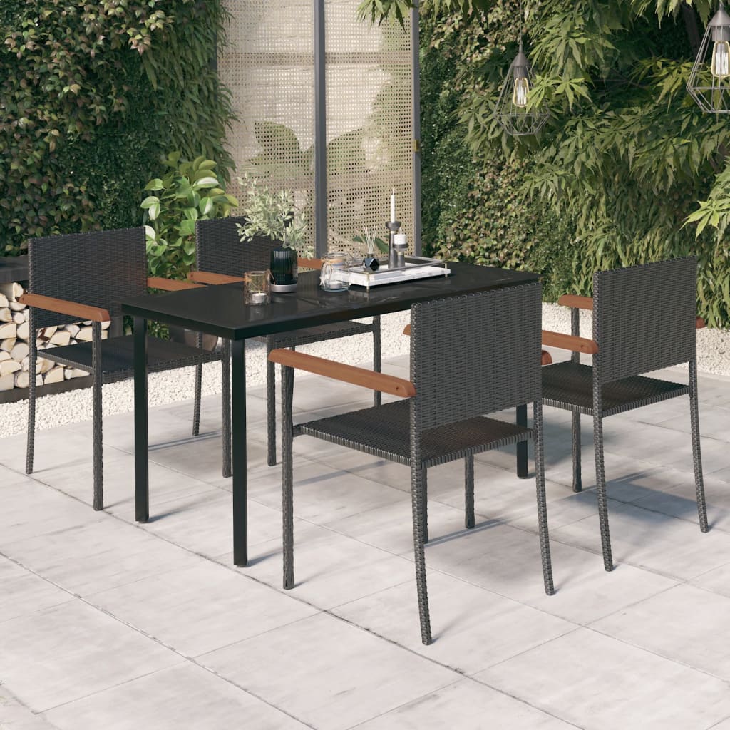 Set Mobili da Pranzo per Giardino 5 pz Nero