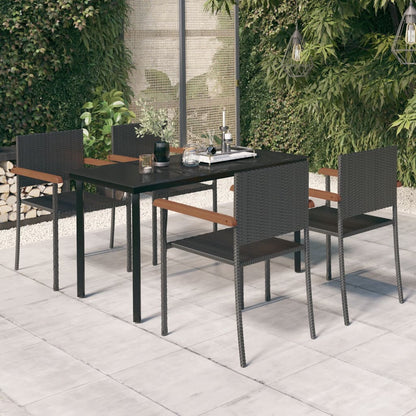 Set Mobili da Pranzo per Giardino 5 pz Nero