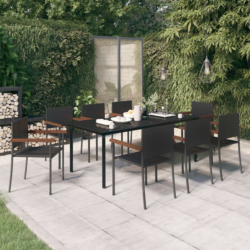 Set da Pranzo da Giardino 9 pz Nero