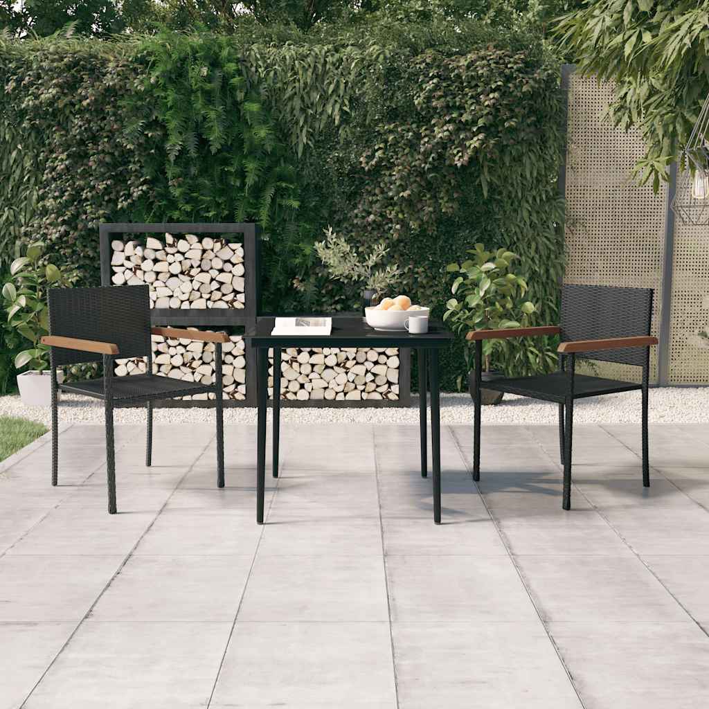 Set Mobili da Pranzo per Giardino 3 pz Nero
