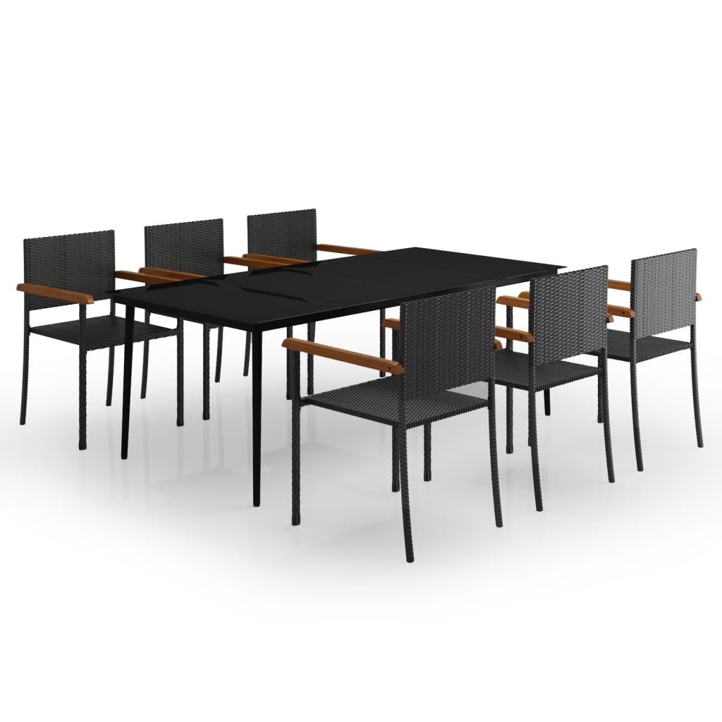 Set Mobili da Pranzo da Giardino 7 pz Nero