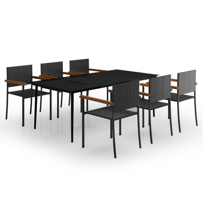 Set Mobili da Pranzo da Giardino 7 pz Nero