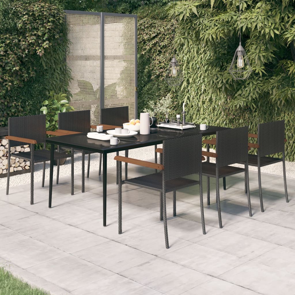 Set Mobili da Pranzo da Giardino 7 pz Nero