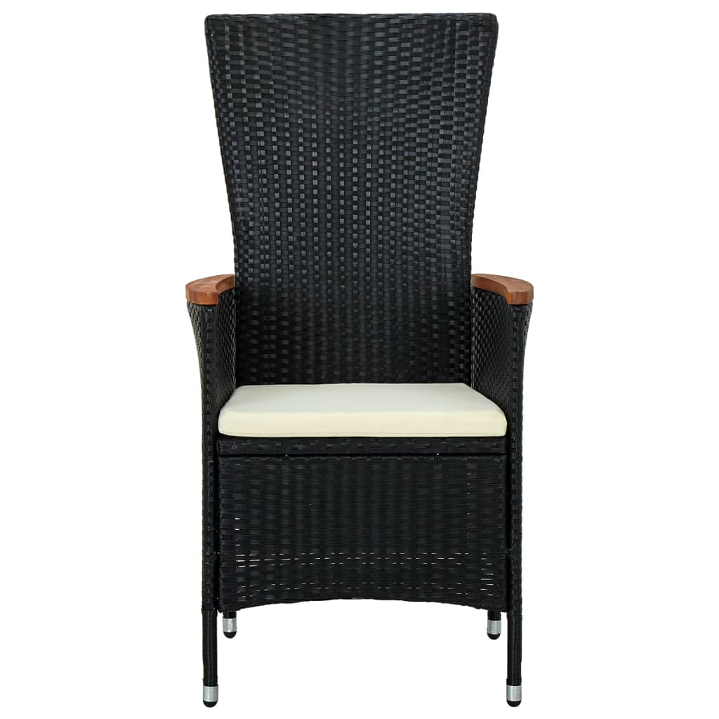 Set da Pranzo da Giardino 3 pz con Cuscini Nero