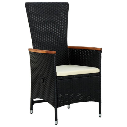 Set da Pranzo da Giardino 9 pz con Cuscini Nero