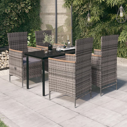 Set da Pranzo da Giardino 5 pz con Cuscini Grigio