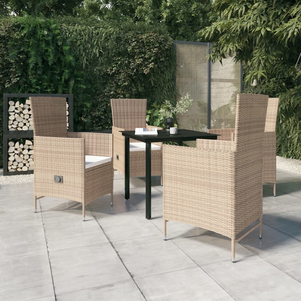 Set da Pranzo da Giardino 5 pz con Cuscini Beige