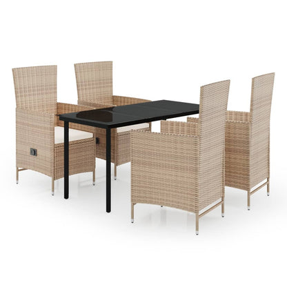 Set da Pranzo da Giardino 5 pz con Cuscini Beige