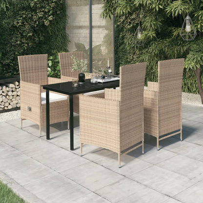 Set da Pranzo da Giardino 5 pz con Cuscini Beige