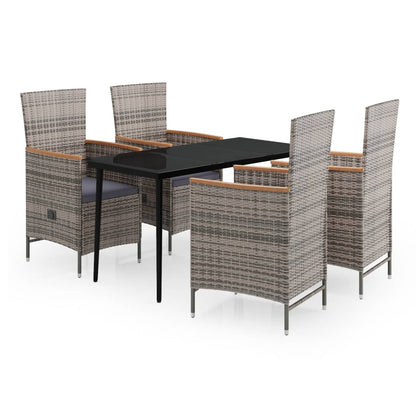 Set da Pranzo da Giardino 5 pz con Cuscini Grigio