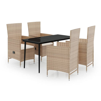 Set da Pranzo da Giardino 5 pz con Cuscini Beige