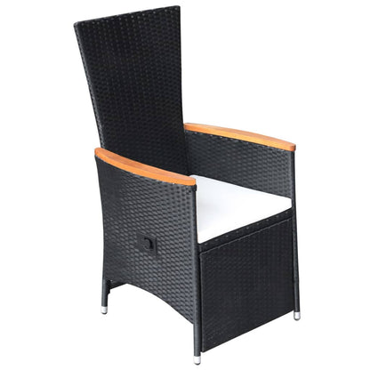 Set da Pranzo da Giardino 9 pz con Cuscini Nero
