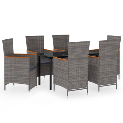 Set da Pranzo da Giardino 7 pz con Cuscini Grigio