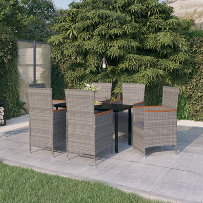 Set da Pranzo da Giardino 7 pz con Cuscini Grigio