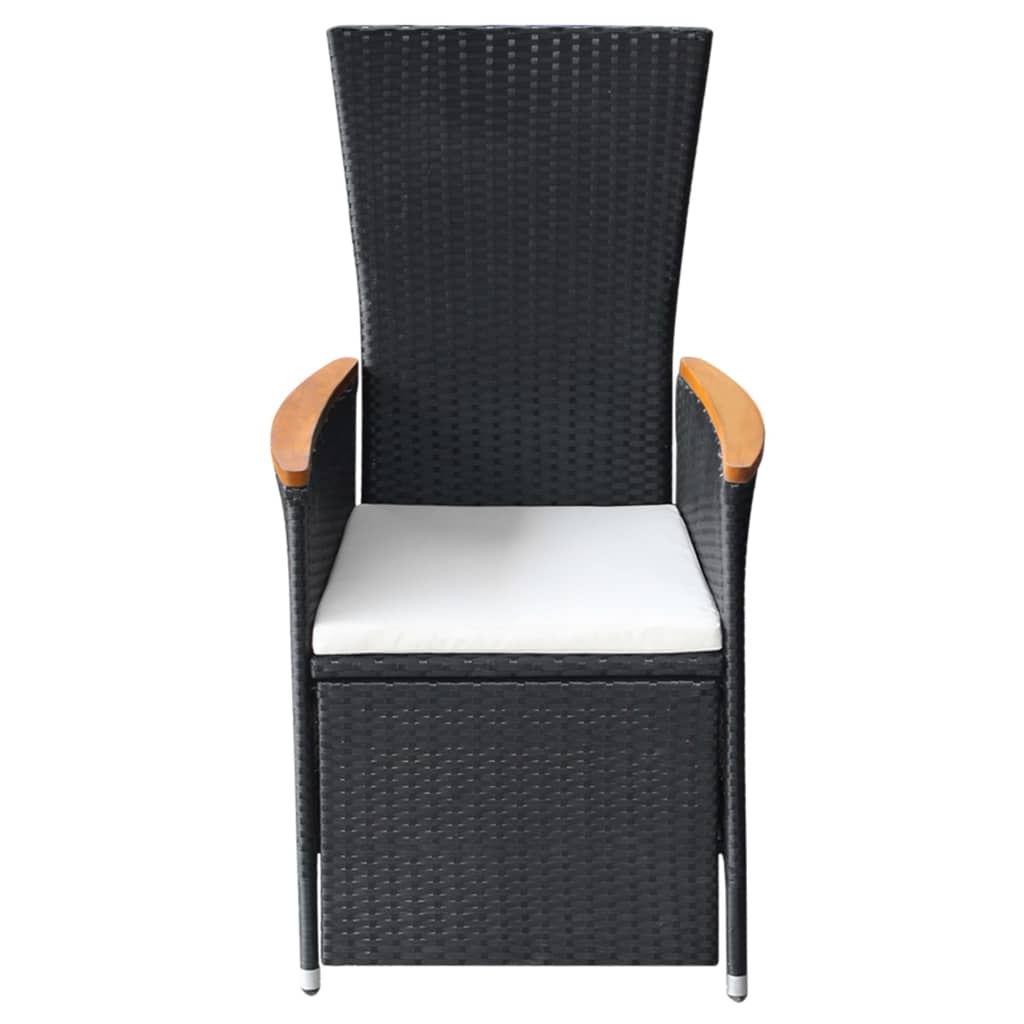 Set da Pranzo da Giardino 9 pz con Cuscini Nero