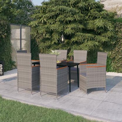 Set da Pranzo da Giardino 7 pz con Cuscini Grigio