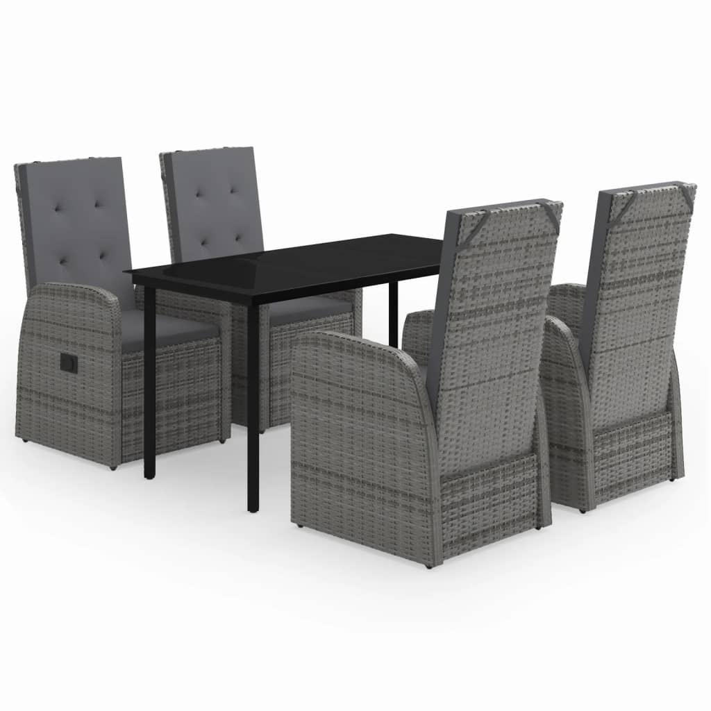 Set da Pranzo da Giardino 5 pz con Cuscini Grigio