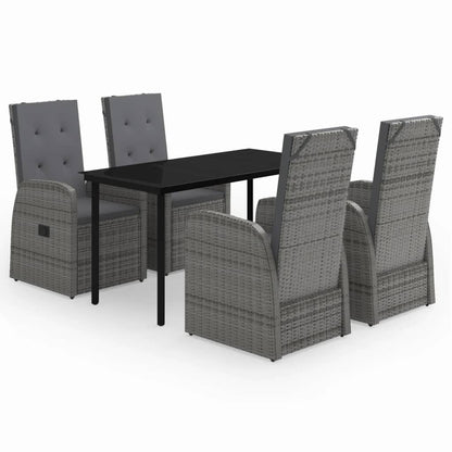 Set da Pranzo da Giardino 5 pz con Cuscini Grigio