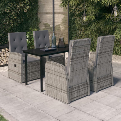 Set da Pranzo da Giardino 5 pz con Cuscini Grigio