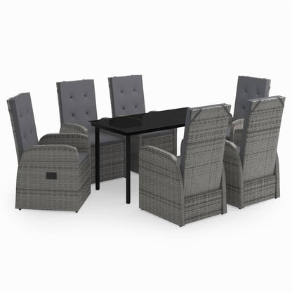 Set da Pranzo da Giardino 7 pz con Cuscini Grigio