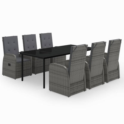 Set da Pranzo da Giardino 7 pz con Cuscini Grigio