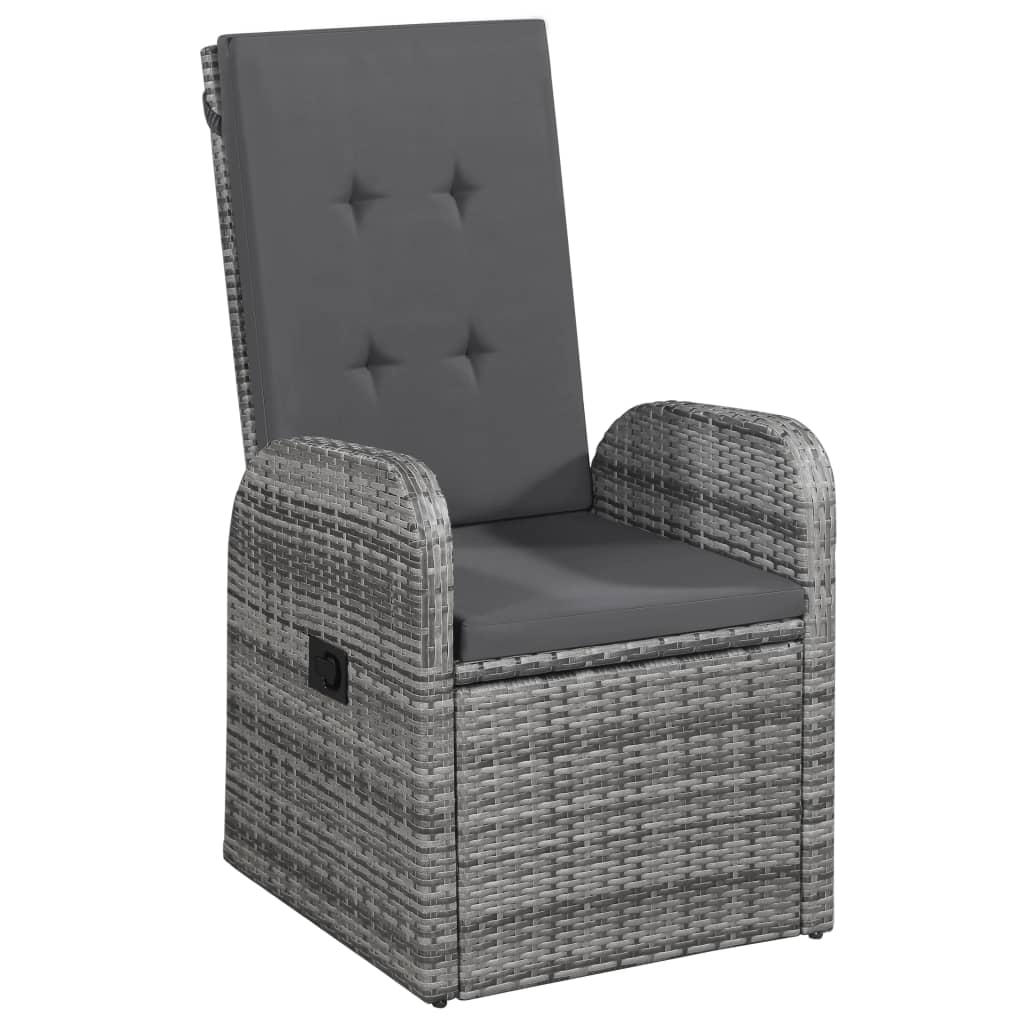 Set da Pranzo da Giardino 7 pz con Cuscini Grigio
