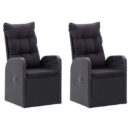 Set da Pranzo da Giardino 3 pz con Cuscini Nero