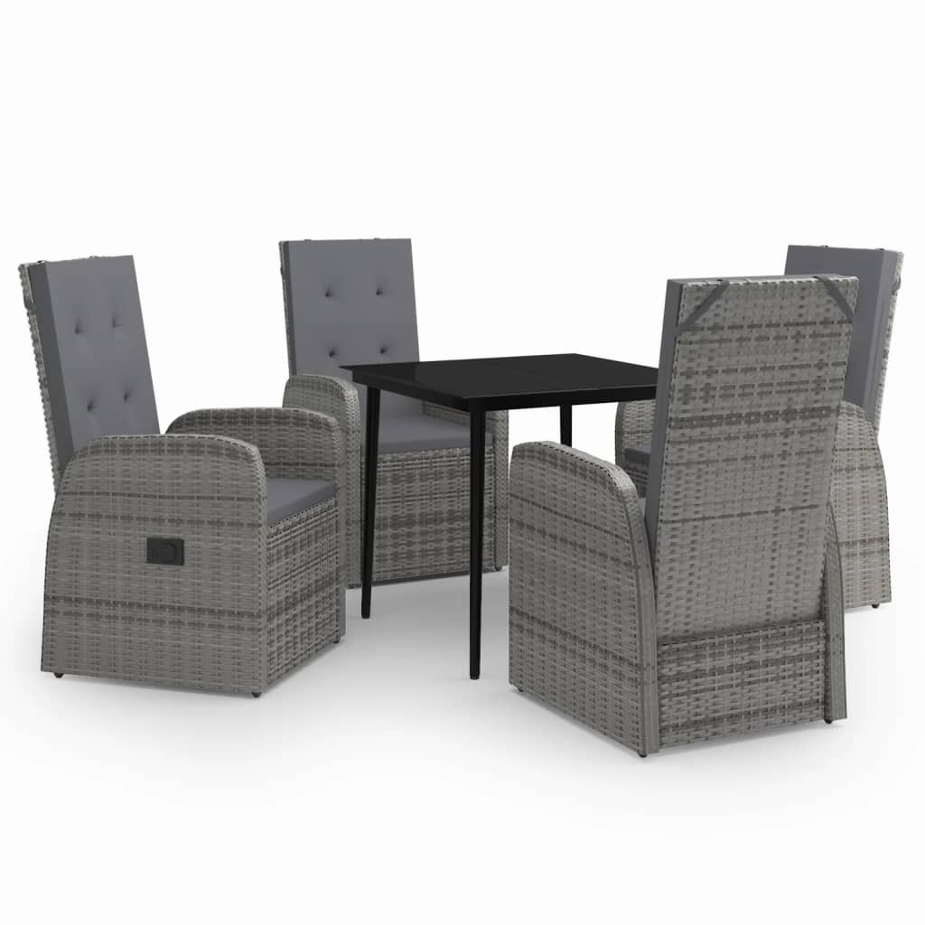 Set da Pranzo da Giardino 5 pz con Cuscini Grigio