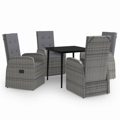 Set da Pranzo da Giardino 5 pz con Cuscini Grigio