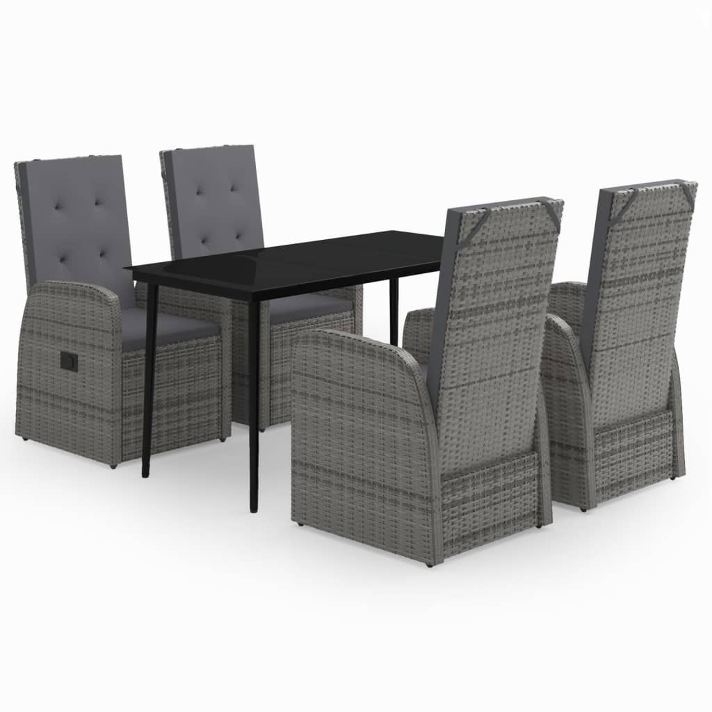 Set da Pranzo da Giardino 5 pz con Cuscini Grigio