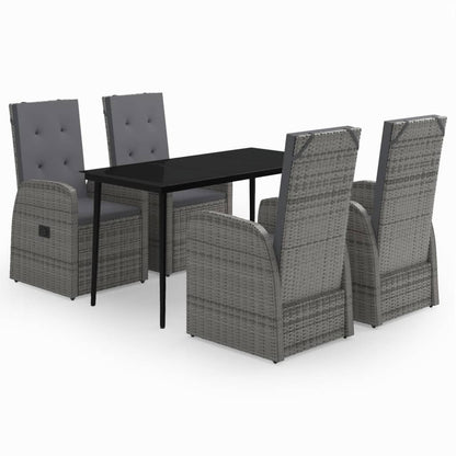 Set da Pranzo da Giardino 5 pz con Cuscini Grigio