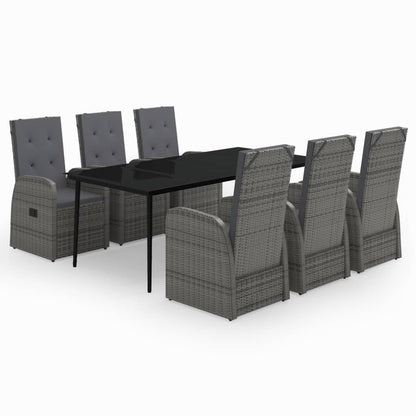 Set da Pranzo da Giardino 7 pz con Cuscini Grigio