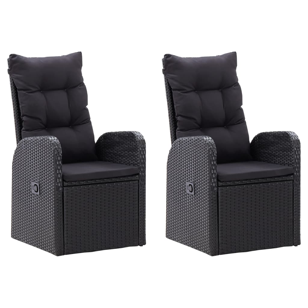 Set da Pranzo da Giardino 3 pz con Cuscini Nero