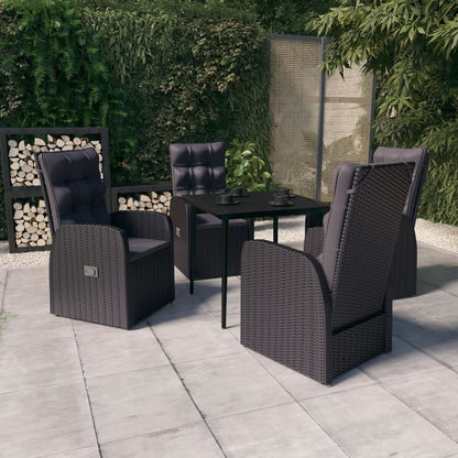 Set da Pranzo da Giardino 5 pz con Cuscini Nero