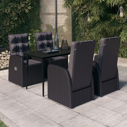 Set da Pranzo da Giardino 5 pz con Cuscini Nero